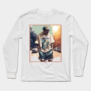 Hip Hop graphic Illustration of a Man Long Sleeve T-Shirt